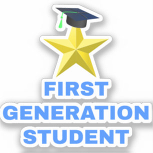 Sticker Gold Star Graduation Cap, étudiant de première gén