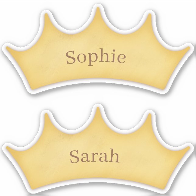 Sticker Golden Crown Fairytale Kids Rooms 2 Custom Name (Devant)