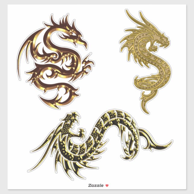 Sticker Golden Dragons Imaginaire Art (Feuille)