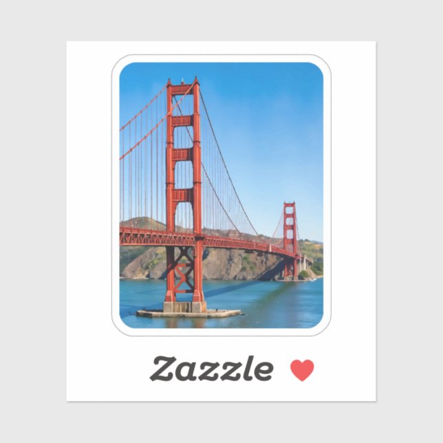 Sticker Golden Gate Bridge San Francisco Watercolor (Feuille)