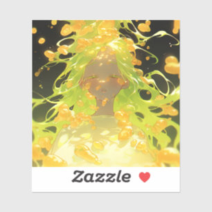 Sticker Golden Liquid Imaginaire Anime Girl