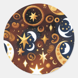 Sticker - Golden Ochre Celestial Moon Mystic Lunar