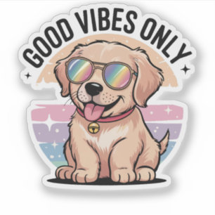 Sticker Golden Retriever Chien Good Vibes seulement