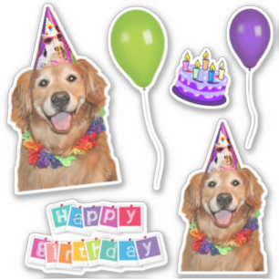 Sticker Golden Retriever Chien Joyeux groupe d'anniversair