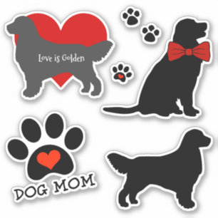 Sticker Golden Retriever Chien Maman Groupe Silhouette