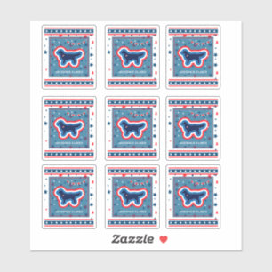 Sticker Golden Retriever Étoiles Rouge Blanc Bleu 4 Juille