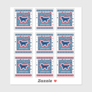 Sticker Golden Retriever Étoiles Rouge Blanc Bleu 4 Juille