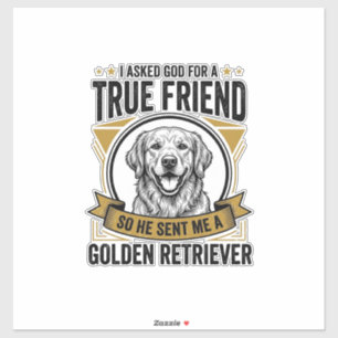 Sticker Golden Retriever Vrai Ami Vintage Amateur de Chien