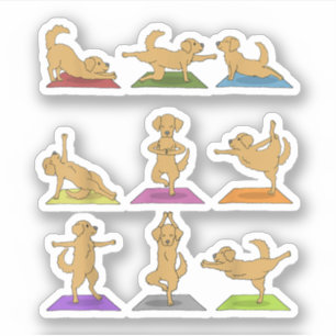 Sticker Golden Retriever Yoga T-Shirt Drôle Chiens En Yoga