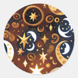 Sticker - Goldener Ocker Himmelsmond Mystischer Mo