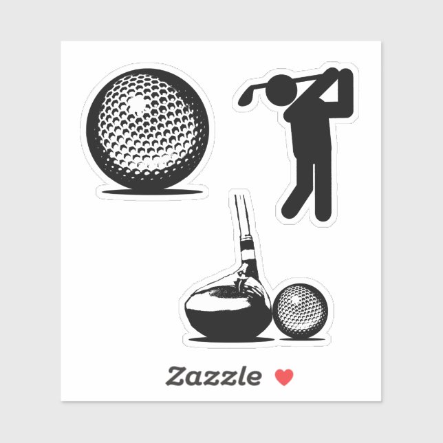 Sticker Golf & Golf Ball (Feuille)