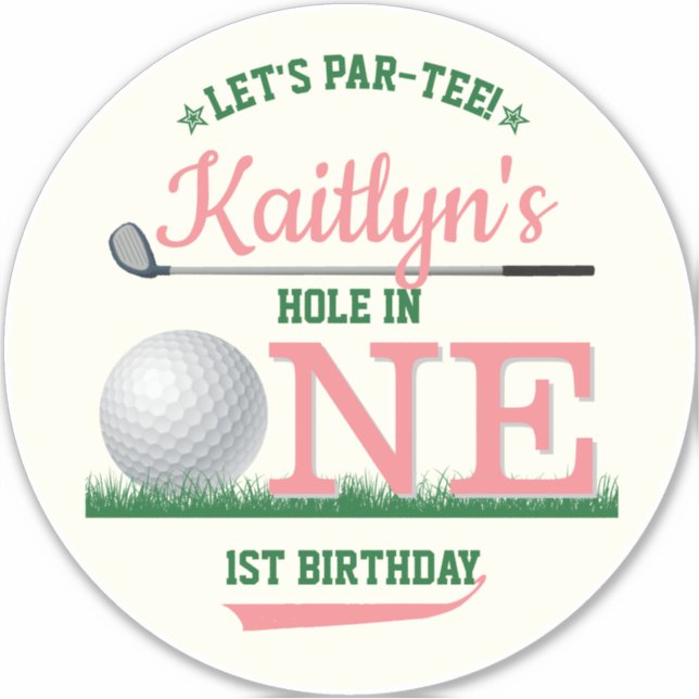 Sticker Golf PAR-TEE 1er anniversaire Grand 8" (Devant)