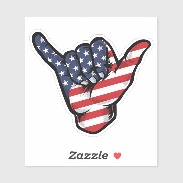 Sticker Good Vibes Shaka Hand America (Feuille)