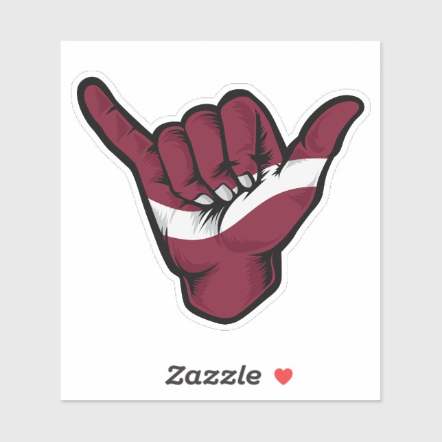 Sticker Good Vibes Shaka Hand Lettonie Drapeau (Feuille)