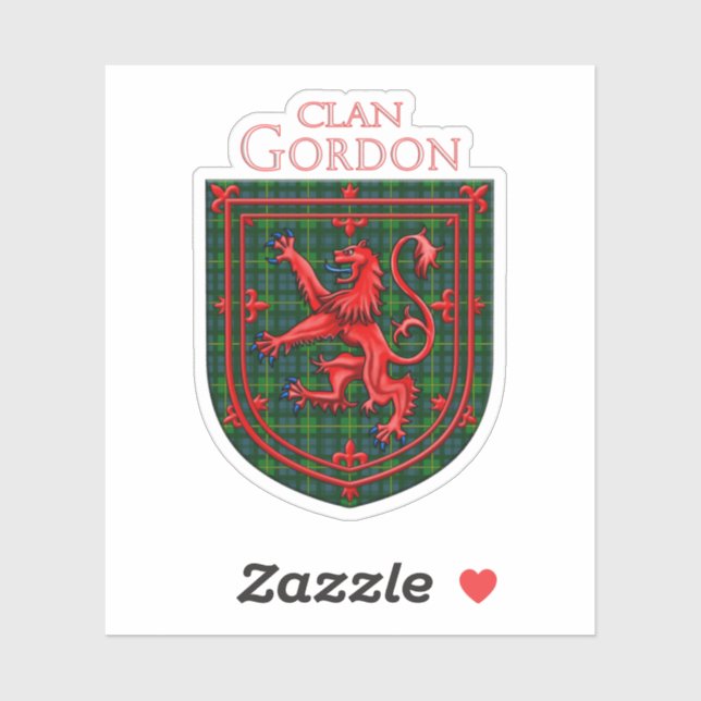 Sticker Gordon Tartan Scottish Plaid Lion Rampant (Feuille)