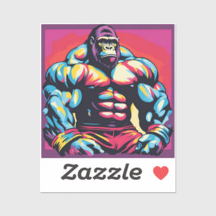 Sticker Gorilla Bodybuilder Lifter Pop Art Dessin