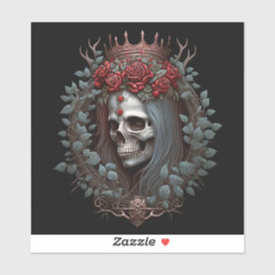 Sticker Goth Crâne Rose Couronne gothique