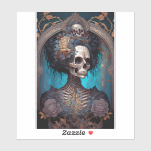 Sticker Goth Skeleton Skull Woman Gothique