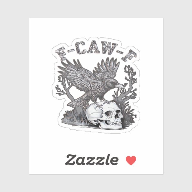 Sticker Gothic Funny F-Caw-F Humor Crow Essential Retro St (Feuille)