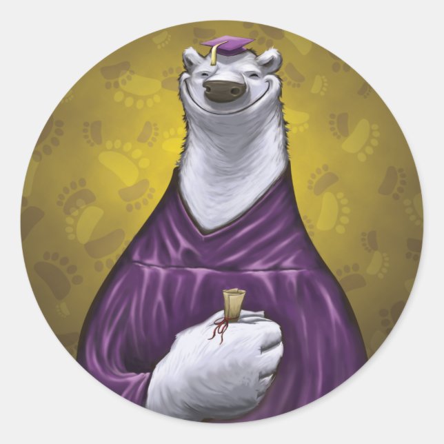 Sticker Graduate Ours Polaire violet (Devant)