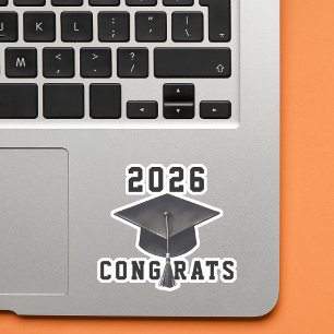 Sticker Graduation 2025 noir blanc casquette félicitations