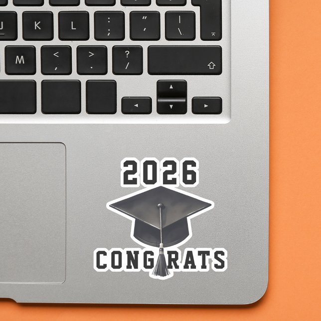 Sticker Graduation 2025 noir blanc casquette félicitations (Créateur téléchargé)