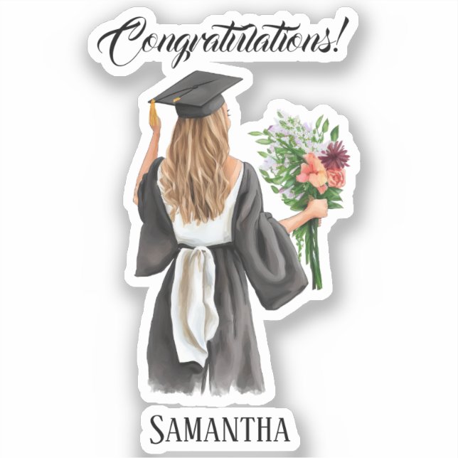 Sticker Graduation de l'aquarelle personnalisée (12) (Recto)
