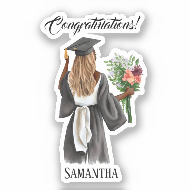 Sticker Graduation de l'aquarelle personnalisée (13) (Recto)