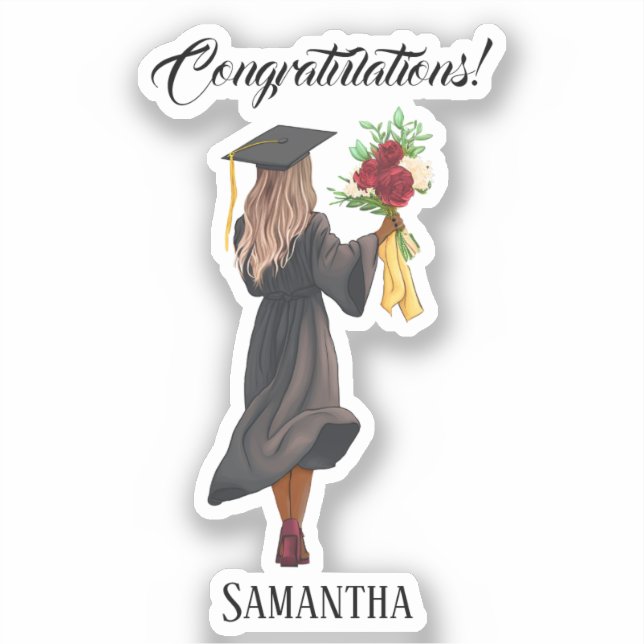 Sticker Graduation de l'aquarelle personnalisée (5) (Recto)