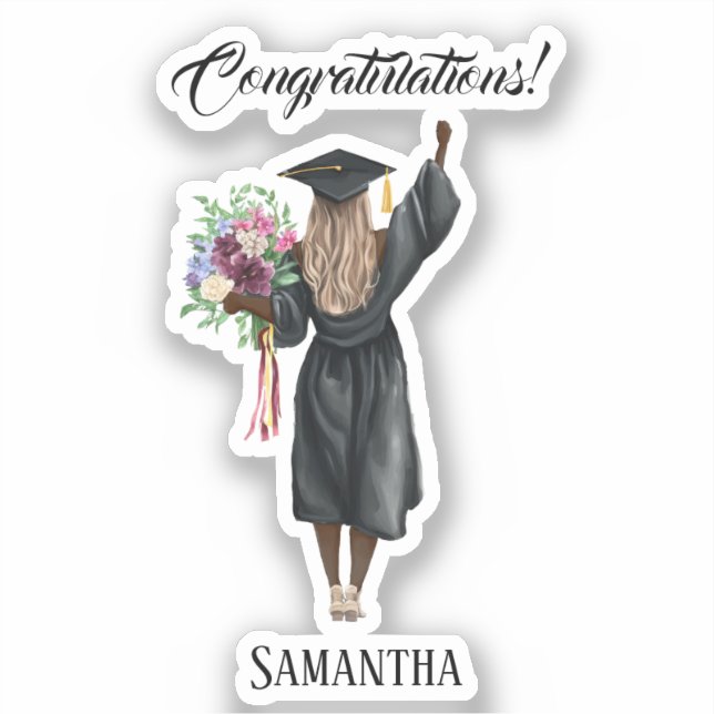 Sticker Graduation de l'aquarelle personnalisée (7) (Recto)