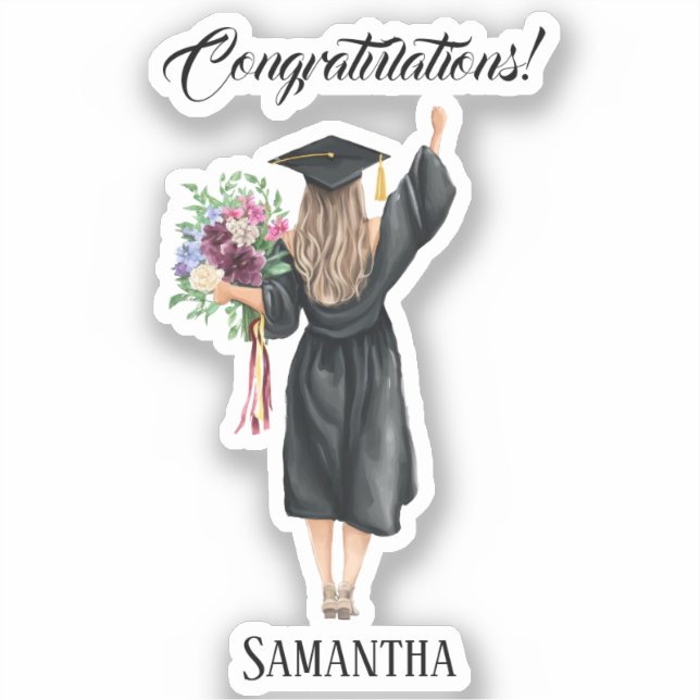 Sticker Graduation personnalisée de l'aquarelle (8) (Recto)