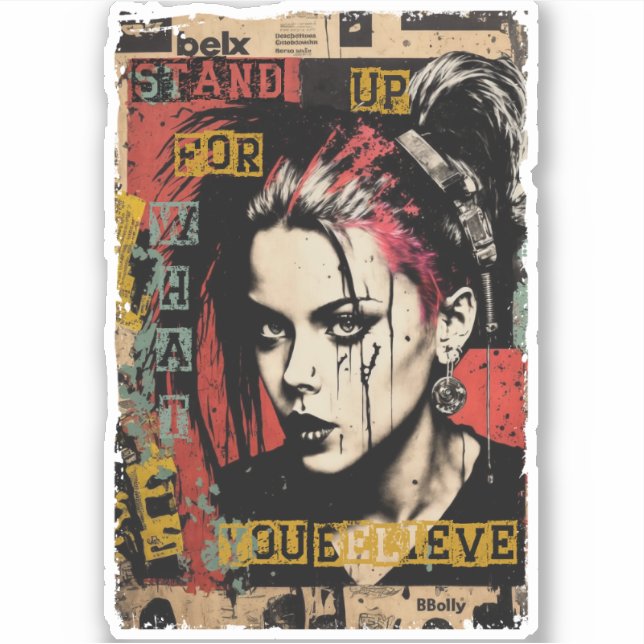 Sticker Graffiti Graffiti Grunge de Punk Rock Girl Street (Devant)