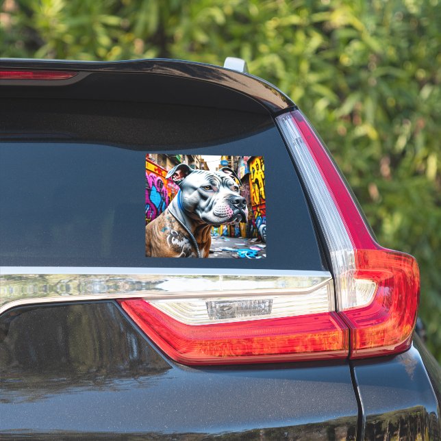 Sticker Graffiti Street Art Pitbull (Côté voiture)