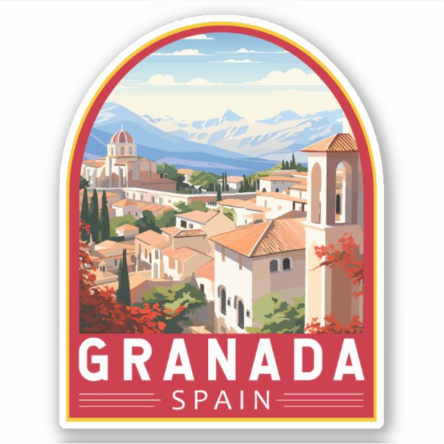 Sticker Granada Espagne Travel Art Vintage (Devant)