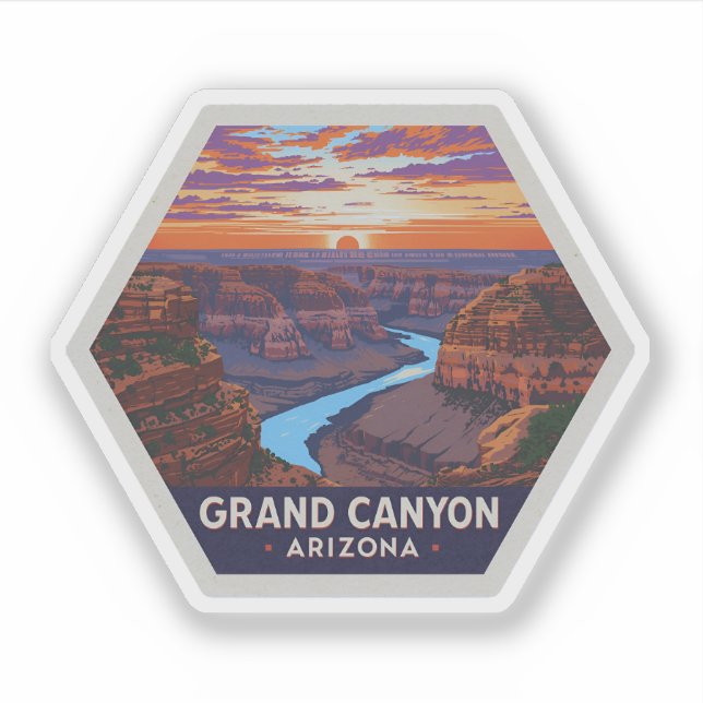Sticker Grand Canyon National Park Arizona Vintage voyage (Devant)