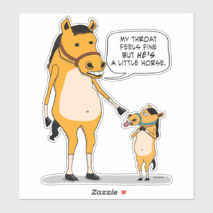 Sticker Grand cheval drôle et mignon et petit cheval