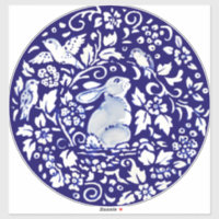 Grand Décor bleu blanc lapin Décor floral