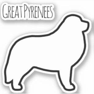Sticker Grand Pyrénées race de chien Silhouette Vinyl Stic