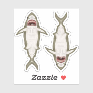 Sticker Grand requin blanc   2 Requins Poisson Océanique