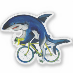 Sticker Grand Requin Blanc En Vélo De Route
