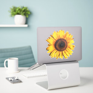Sticker Grand Stick d'Art Jaune Fleur de Tournesol brillan