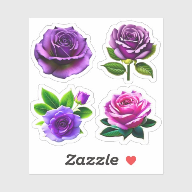Sticker Grande Belle Fleur Rose Assortiment Rose #1 (Feuille)