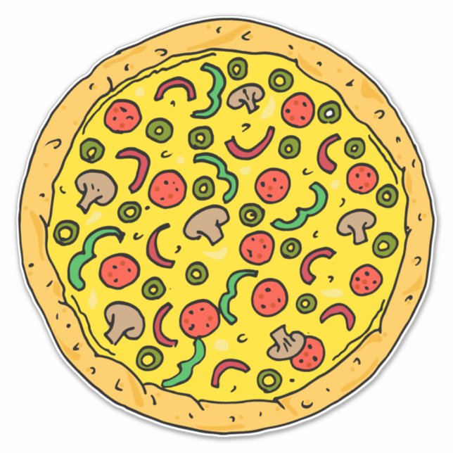 Sticker Grande Pepperoni Pizza Pie Tasty Fast Food (Devant)