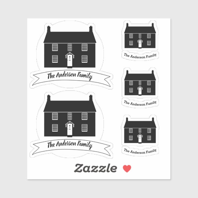 Sticker Graphique de chalet avec maison personnalisée / No (Feuille)