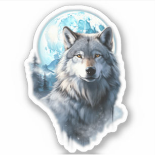 Sticker Graphique de la Lune de Loup Hurlement ,Sous la Nu