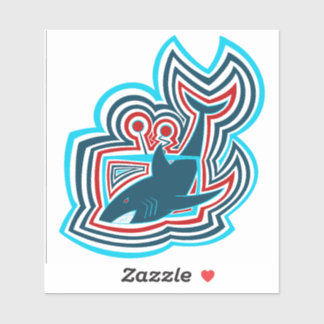 Sticker Graphiques de requin de télévision ondulés