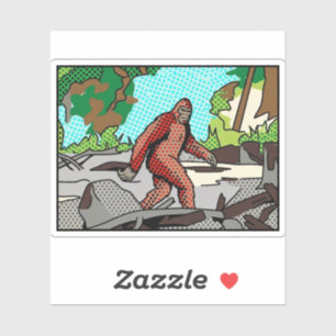 Sticker Graphisme de bande dessinée de forêt de Sasquatch