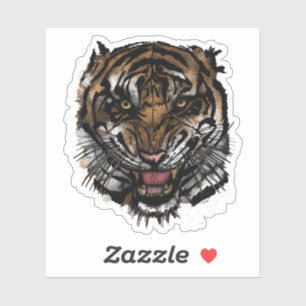 Sticker Graphisme de visage de tigre féroce, art vinyle de