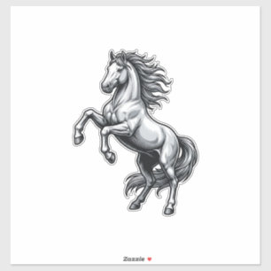 Sticker Gravure Ancienne Cheval Cabré Design Vectoriel_1