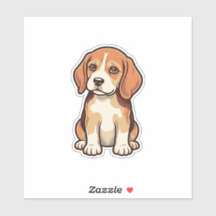 Sticker Gravure vintage de chiot Beagle Art vectoriel_1